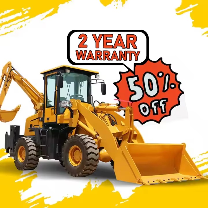 Tractor Backhoe - 1トン バックホーローダー 4x4 掘削機トラクター フロントバケットとリア掘削機付き 小規模農場建設作業用