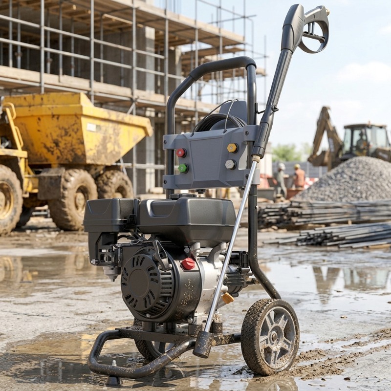 Heavy Equipment Engine - 7.5馬力、3500PSIのエンジンを搭載した、高圧洗浄機。建設現場で使用される大型機器の清掃に適したフレーム式。