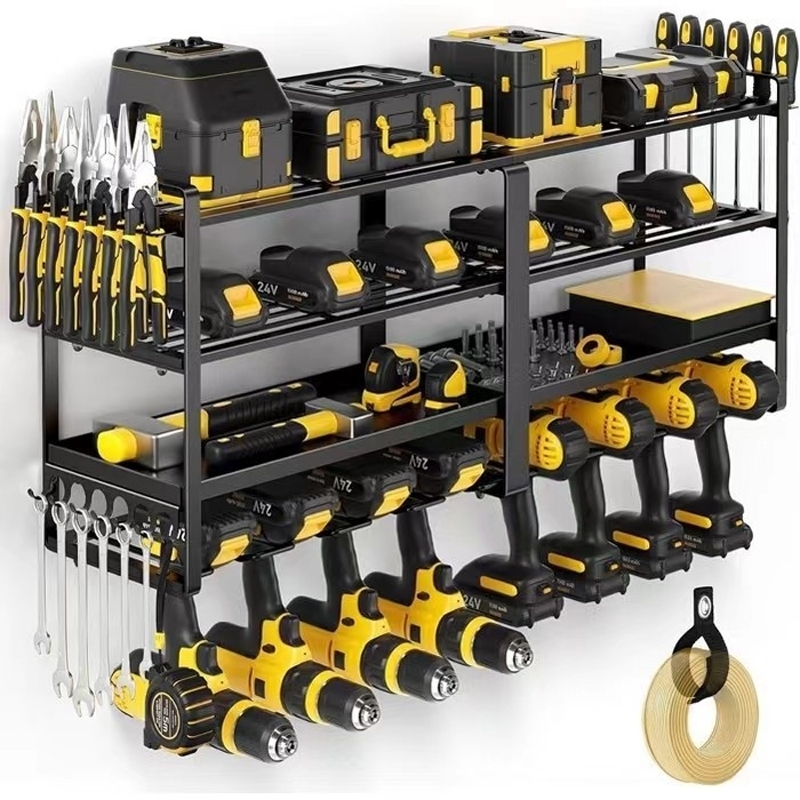 Heavy Equipment Supplies - ハンドパワーツールオーガナイザーラック 壁掛け式フローティングツールキャビネット 電動ドリルホルダー 作業場・ガレージ用ヘビーデューティーツールラック